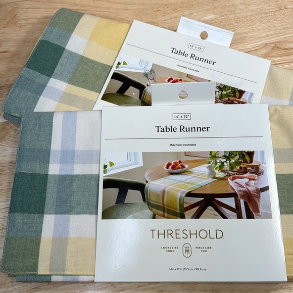 72"x14" Plaid Table Runner - nwt Threshold - Picture 2 of 4